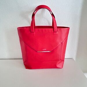 Lancel Paris 1876 Shopper Envelope Tote Red Leather, Open Top, Includes Dust Bag